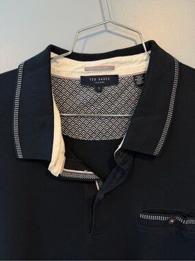 Ted Baker Black Polo with Cream Inner Collar